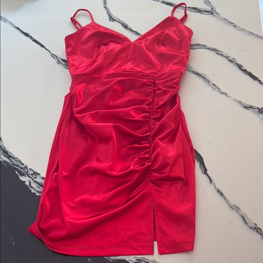 Elegant Red Ruched Dress